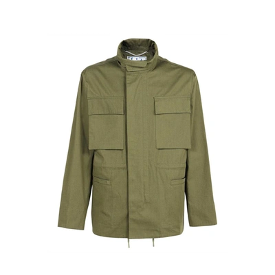 Shop Off-white Arrow Field Cotton Jacket In Green