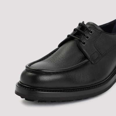 Shop Brioni Leather Derbies Shoes In Black