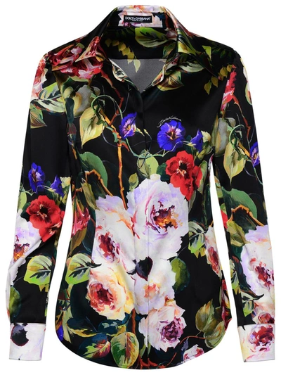 Shop Dolce & Gabbana Multicolor Silk Blend Shirt In Black
