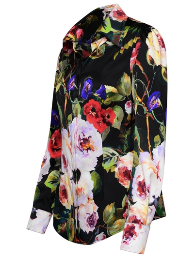Shop Dolce & Gabbana Multicolor Silk Blend Shirt In Black