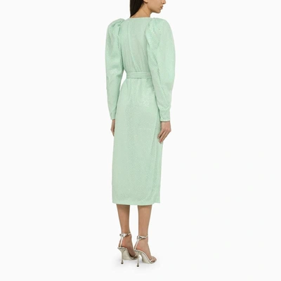 Rotate Birger Christensen Misty Jade Midi Dress In Recycled Polyester In Green