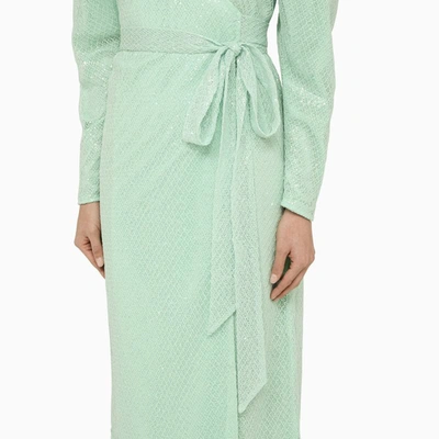 Rotate Birger Christensen Misty Jade Midi Dress In Recycled Polyester In Green