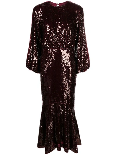 Rotate Birger Christensen Sequined Maxi Dress In Wine