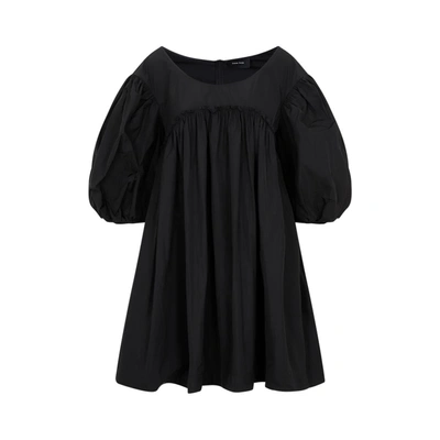Shop Simone Rocha Scoop Neck Puff Sleeve Mini Dress In Black