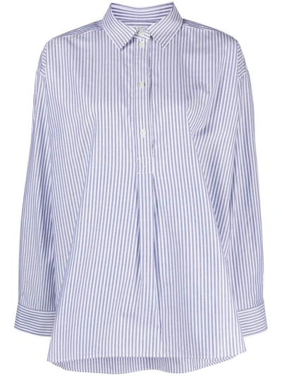 Shop Totême Striped Half-placket Shirt In Blue