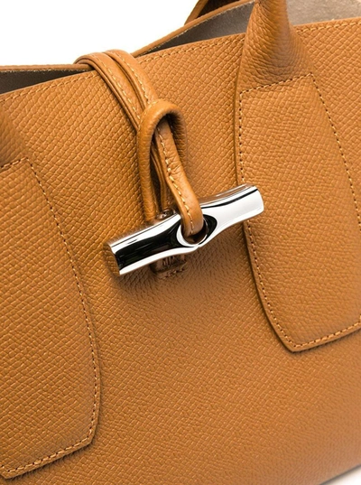 Shop Longchamp Roseau  Handbag M In Brown