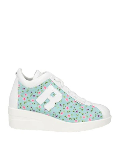 Rucoline Woman Sneakers Sky Blue Size 4 Calfskin, Cotton, Polyamide In Blue