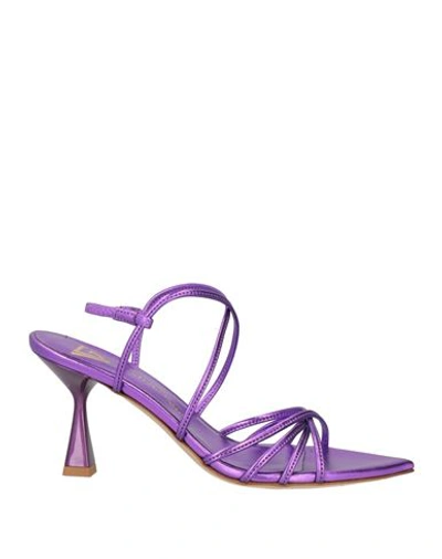Shop Giampaolo Viozzi Woman Sandals Purple Size 6 Leather