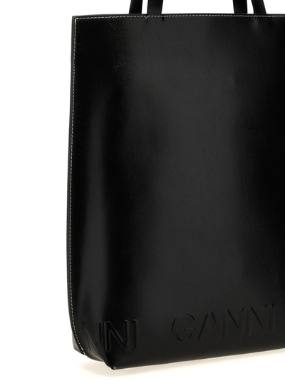 Shop Ganni Banner Medium Tote Bag Black