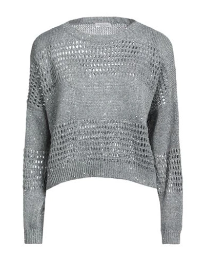 Shop Brunello Cucinelli Woman Sweater Slate Blue Size Xxl Linen, Nylon, Polyester