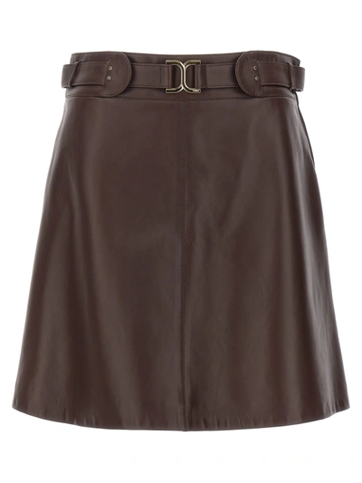 Shop Chloé Leather Mini Skirt Skirts Brown