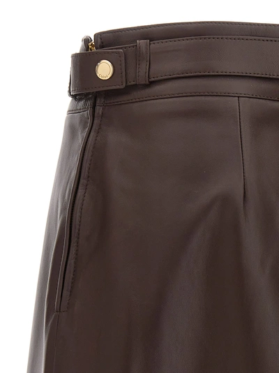 Shop Chloé Leather Mini Skirt Skirts Brown