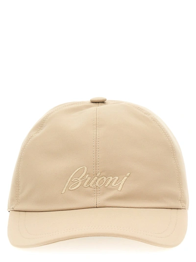 Shop Brioni Logo Embroidery Cap Hats Beige