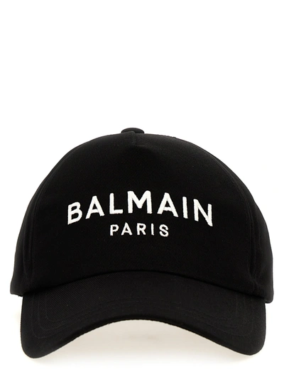 Shop Balmain Logo Embroidery Cap Hats White/black