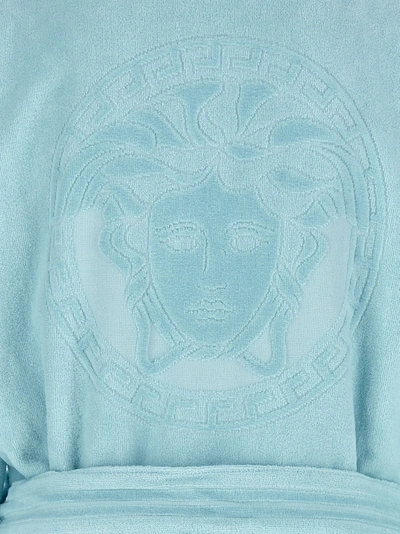 Shop Versace Home Medusa Towels Light Blue