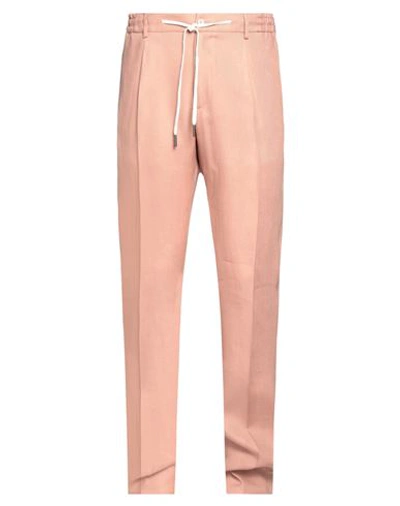 Shop Tagliatore Man Pants Blush Size 32 Linen In Pink