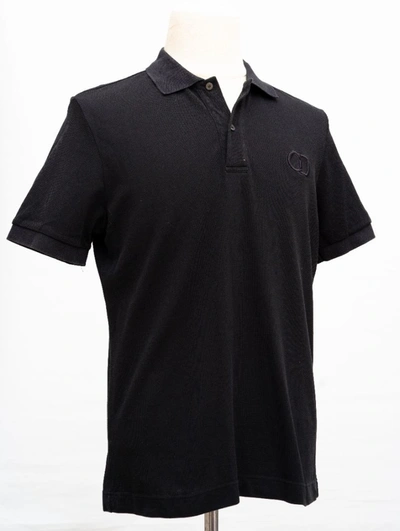 Pre-owned Dior Black Cotton Cd Embroidered Men's Polo Shirt