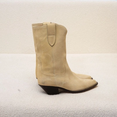 Pre-owned Isabel Marant Dahope Pointed Toe Suede Beige Boots,  37