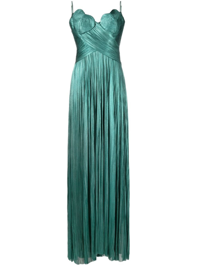 Shop Maria Lucia Hohan Rovena Pleated Maxi Dress - Women's - Silk/spandex/elastane/nylon In Green