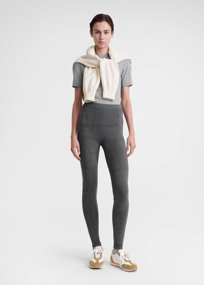 Totême Monogram Knit Leggings Dark Grey Melange In Dark Grey Melange