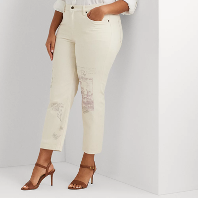 Shop Lauren Woman Print Relaxed Tapered Ankle Jean In Mascarpone Cream Wash