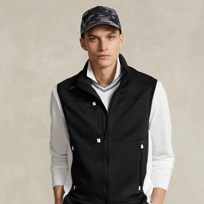 Shop Rlx Golf Double-knit Full-zip Vest In Polo Black/ceramic White