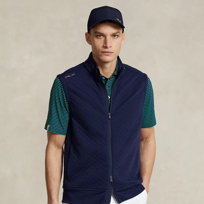 Shop Rlx Golf Quilted Double-knit Vest In Refined Navy