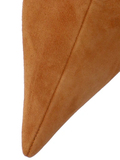 Amina Muaddi 60mm Fiona Pointed-toe Suede Boots In Brown