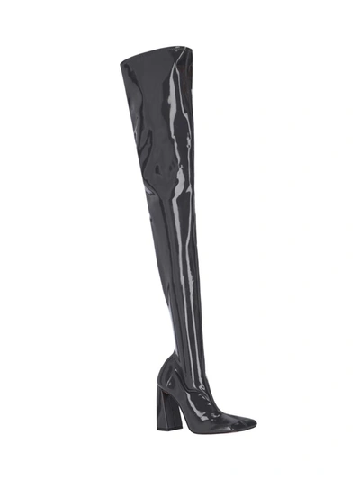 Amina Muaddi Marine Stretch 95 Latex Over-the-knee Boots In Grey
