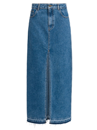 Shop Philosophy Di Lorenzo Serafini Women's Denim Released-hem Maxi Skirt In Blue
