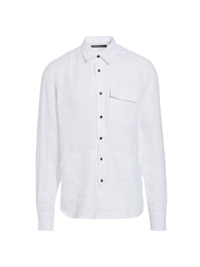 Shop Kiton Men's Buba Linen Button-front Shirt In White