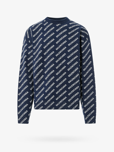 Shop Balenciaga Man Sweater Man Blue Knitwear