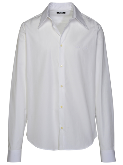 Shop Balmain Man White Cotton Shirt