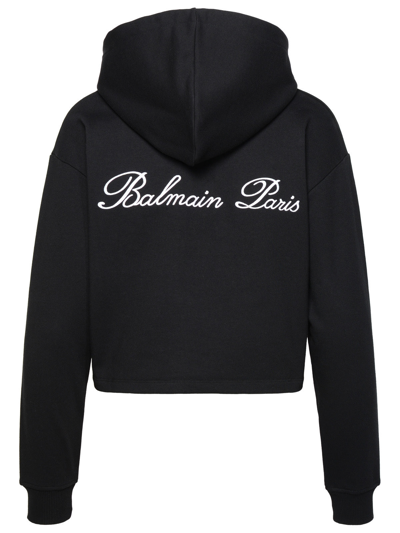 Shop Balmain Woman Black Cotton Sweatshirt
