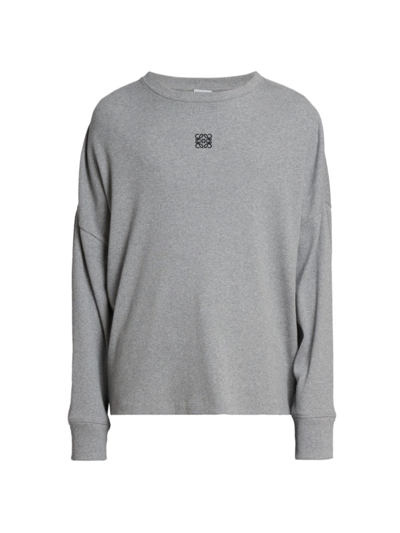 Shop Loewe Men's Logo Long-sleeve T-shirt In Grey Melange