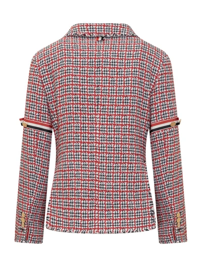 Thom Browne Check-pattern Tweed Jacket In Red