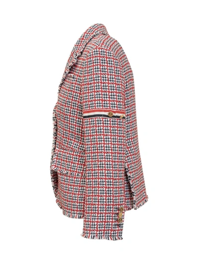 Thom Browne Check-pattern Tweed Jacket In Red