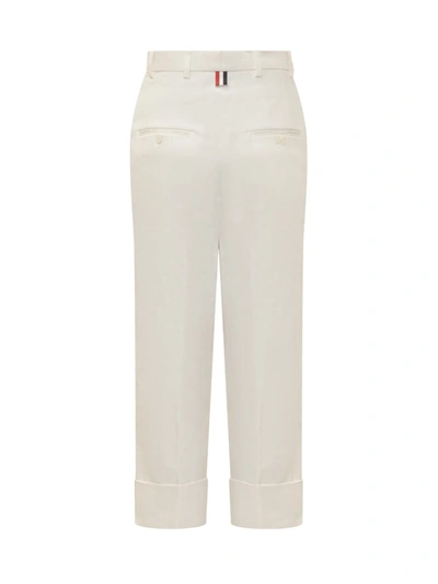 Shop Thom Browne Rwb Gros-grain Trousers In White