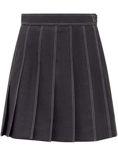 Shop Thom Browne Mini Pleated Skirt. In Blue