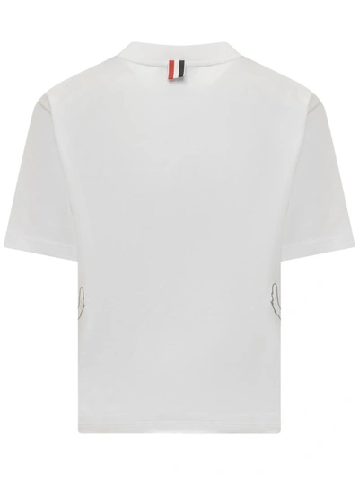 Thom Browne Cotton Crew Neck T-shirt With Graphic Print In White