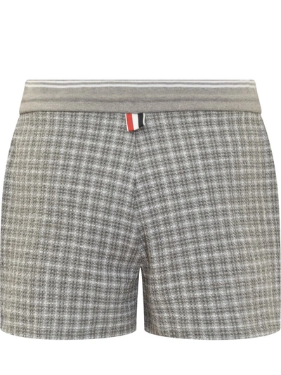 Thom Browne Cotton Tweed Drawstring Shorts In Grey