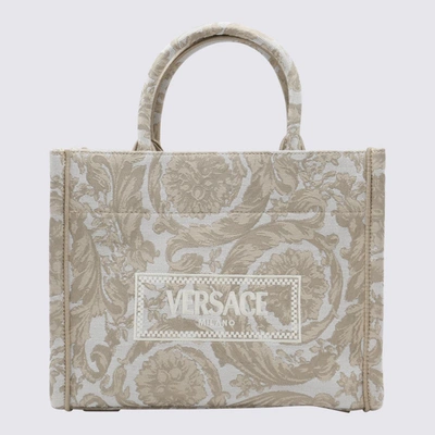 Shop Versace Bags In Beige+beige- Gold