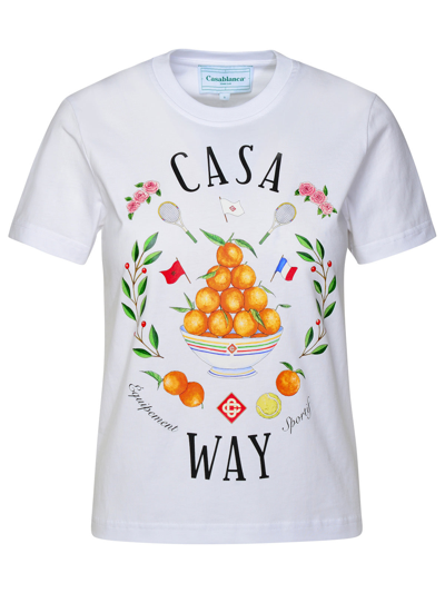 Shop Casablanca Woman  'casa Way' White Organic Cotton T-shirt