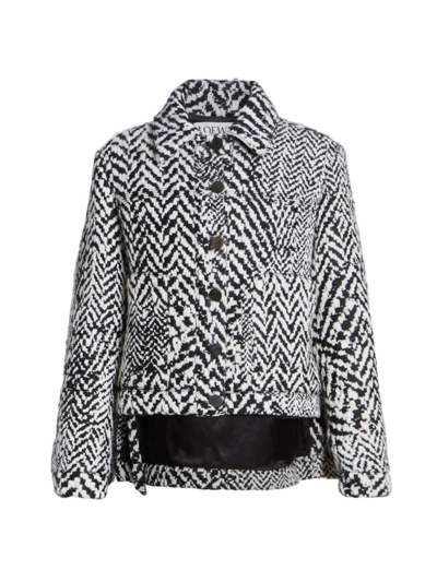 Shop Loewe Women's Abstract Wool-blend Jacket In Black White
