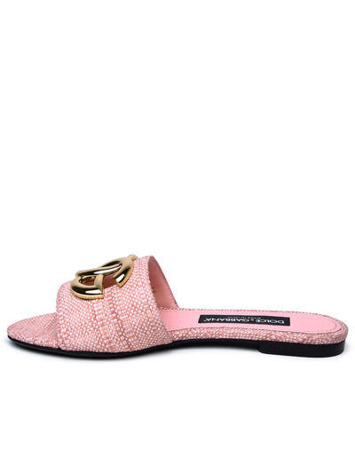 Shop Dolce & Gabbana Woman  Pink Fabric Slippers