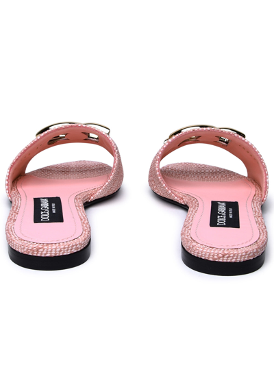 Shop Dolce & Gabbana Woman  Pink Fabric Slippers