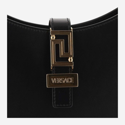 Shop Versace Goddess Greek Shoulder Bag Small In Black- Gold