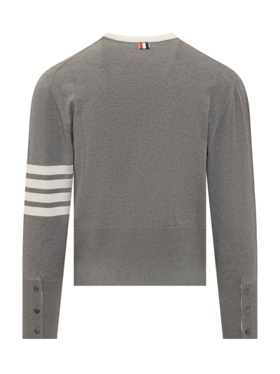 Shop Thom Browne 4-bar Striped Pullover In Lt Grey