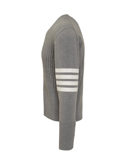 Shop Thom Browne 4-bar Striped Pullover In Lt Grey