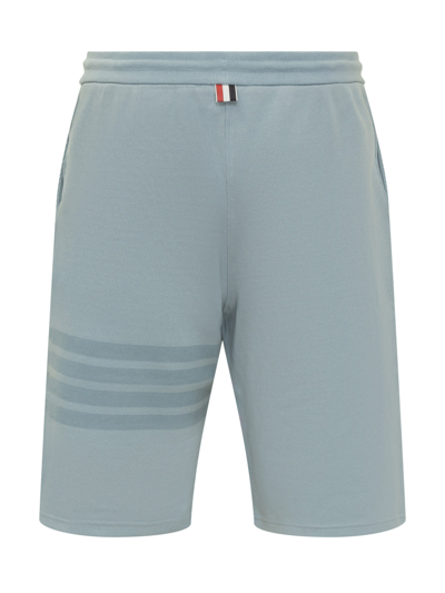 Shop Thom Browne 4-bar Striped Shorts In Light Blue